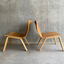 Load image into Gallery viewer, 2 x Mid-century Oak Low Easy Chairs, Italy 1990
