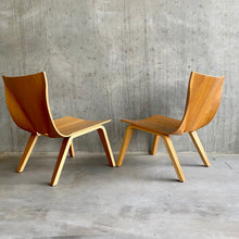 Load image into Gallery viewer, 2 x Mid-century Oak Low Easy Chairs, Italy 1990
