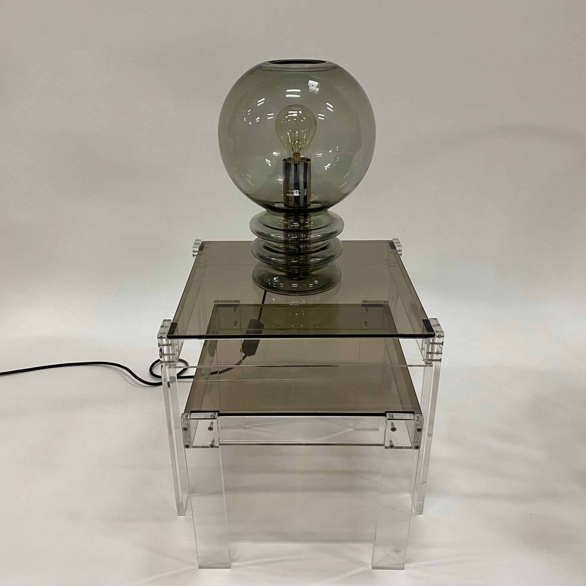 SCULPTURAL "BULB MOON" GLASS TABLE LAMP FOR GLASHÜTTE LIMBURG, GERMANY 1960S