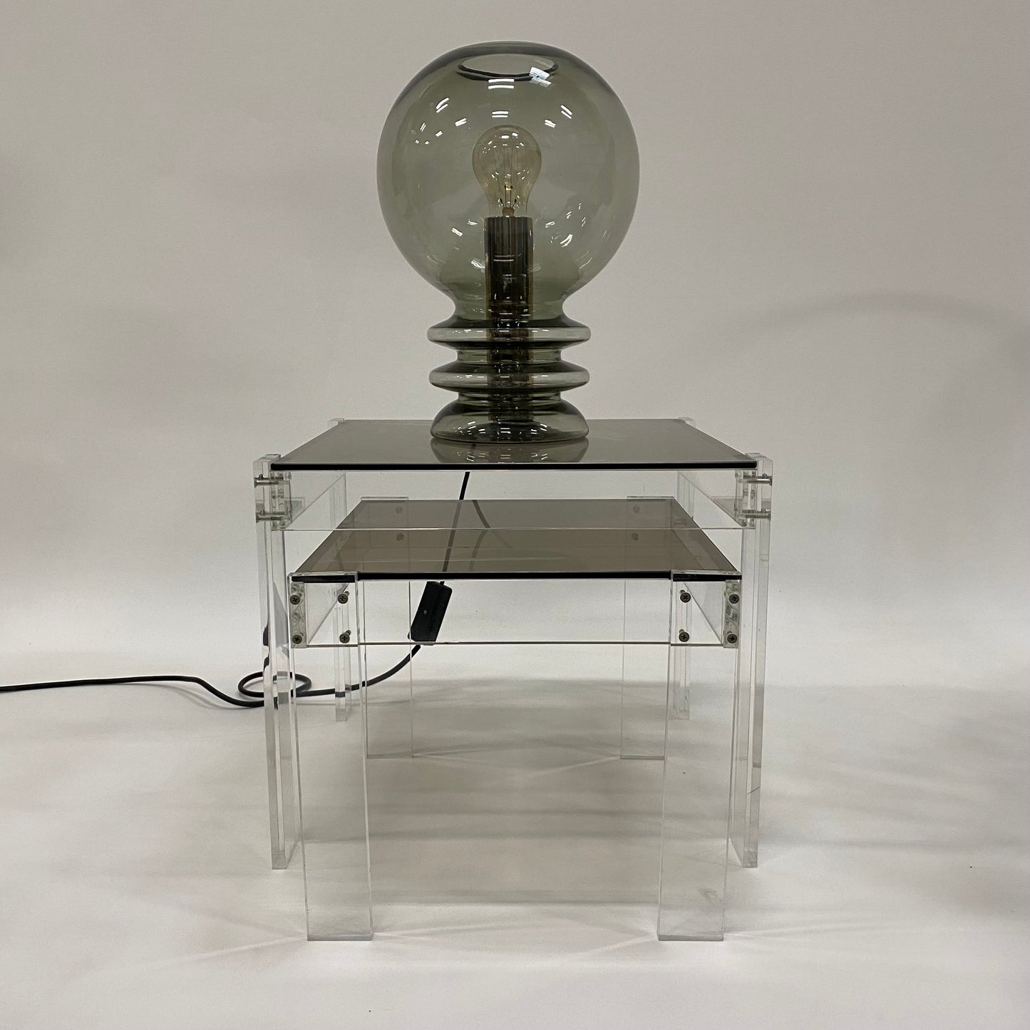 SCULPTURAL "BULB MOON" GLASS TABLE LAMP FOR GLASHÜTTE LIMBURG, GERMANY 1960S