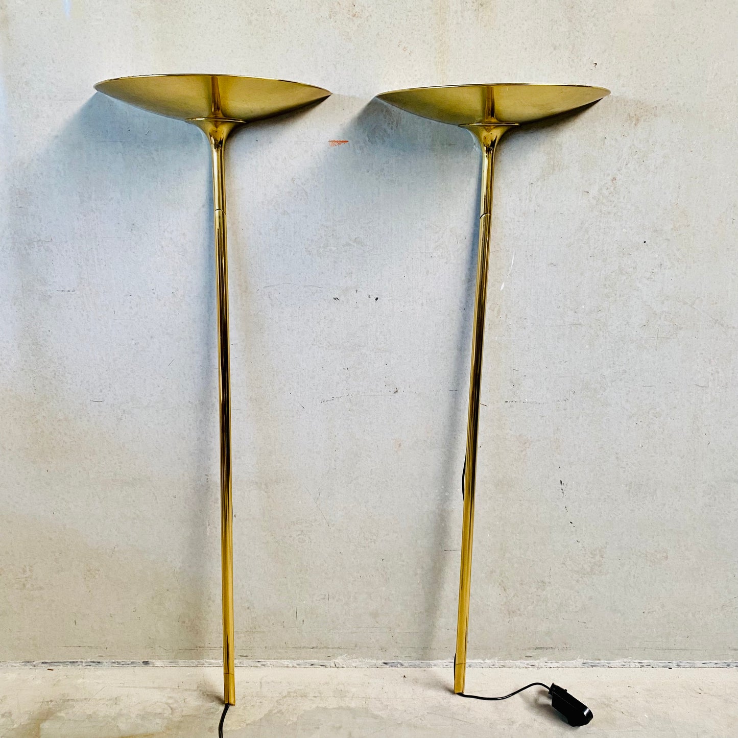 2 x Florian Schulz Messing-Wandleuchten, Deutschland 1970