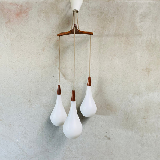 OPALINE GLASS DROP PENDANT BY JACOB BANG FOR HOLMEGAARD, DENMARK 1960S