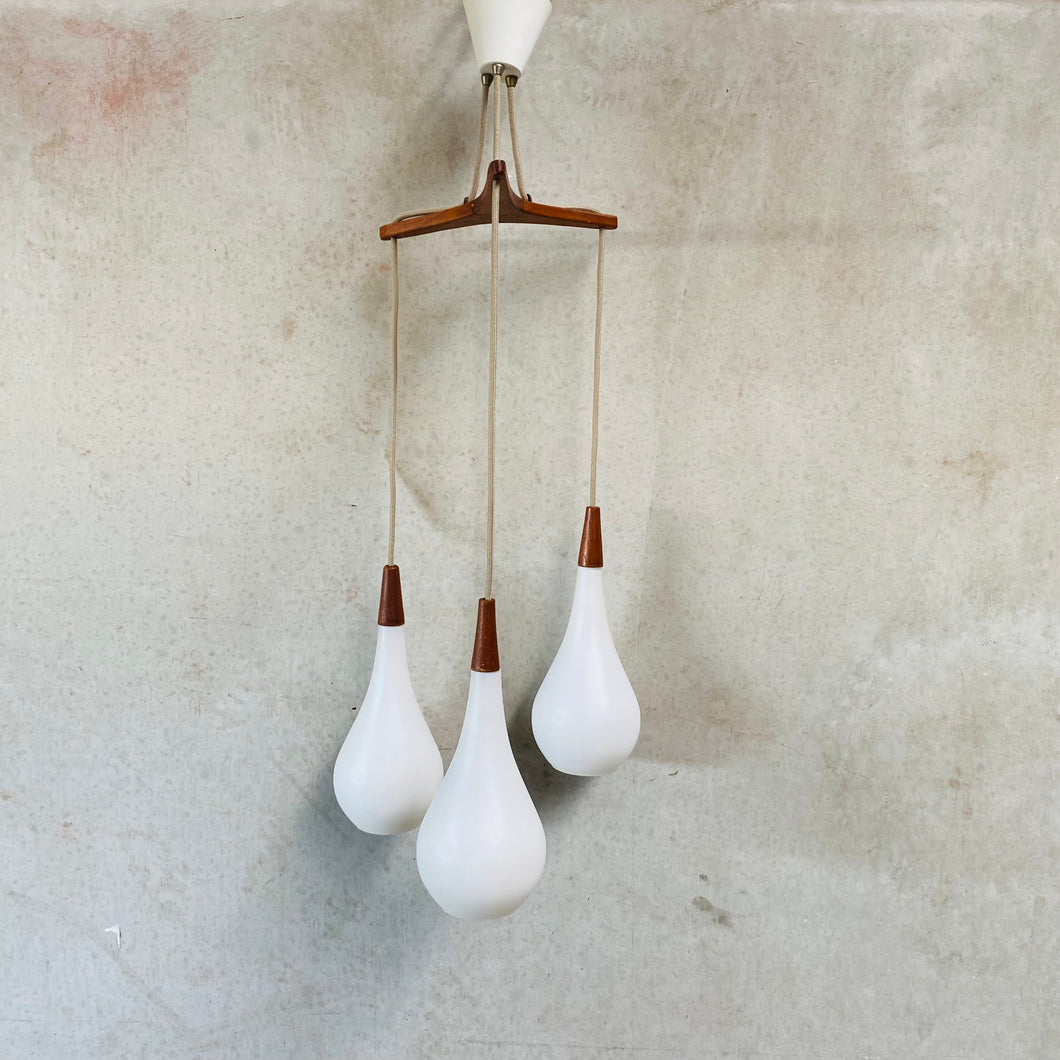 OPALINE GLASS DROP PENDANT BY JACOB BANG FOR HOLMEGAARD, DENMARK 1960S